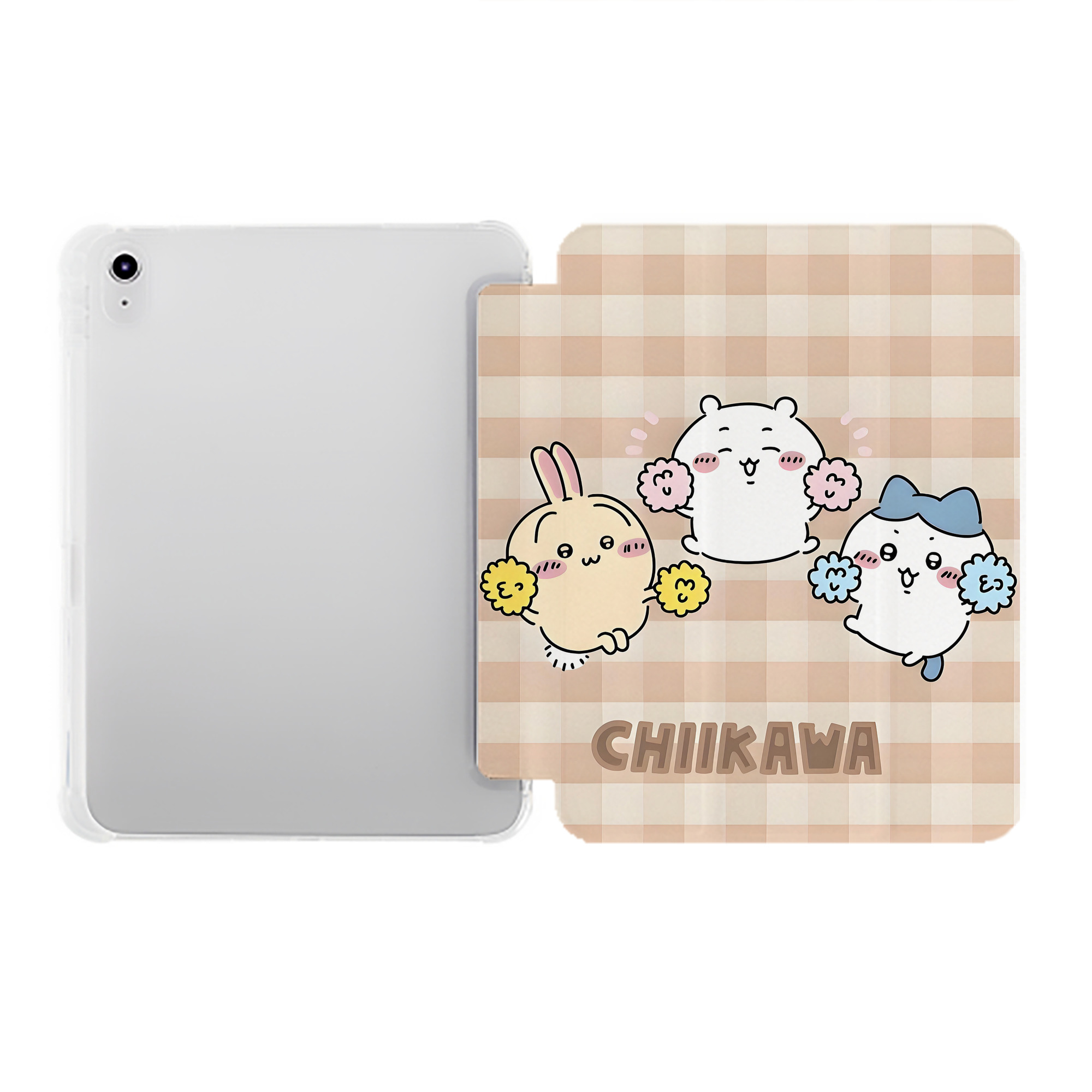 （画像用） ちいかわ Chii-kawa IPad ケース ペン収納付き 三つ折りスタンド PUレザー×シリコン 対応機種9.5/10.5/10.9インチ